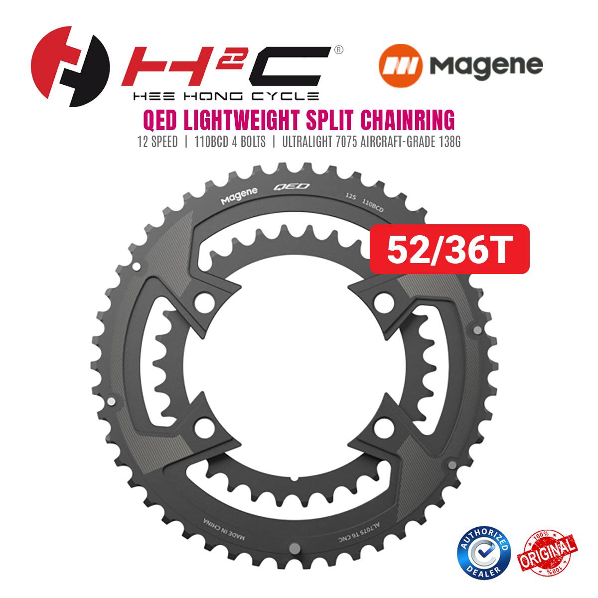 MAGENE QED LIGHTWEIGHT SPLIT CHAINRING BCD 110*4 52/36T | 53/39T